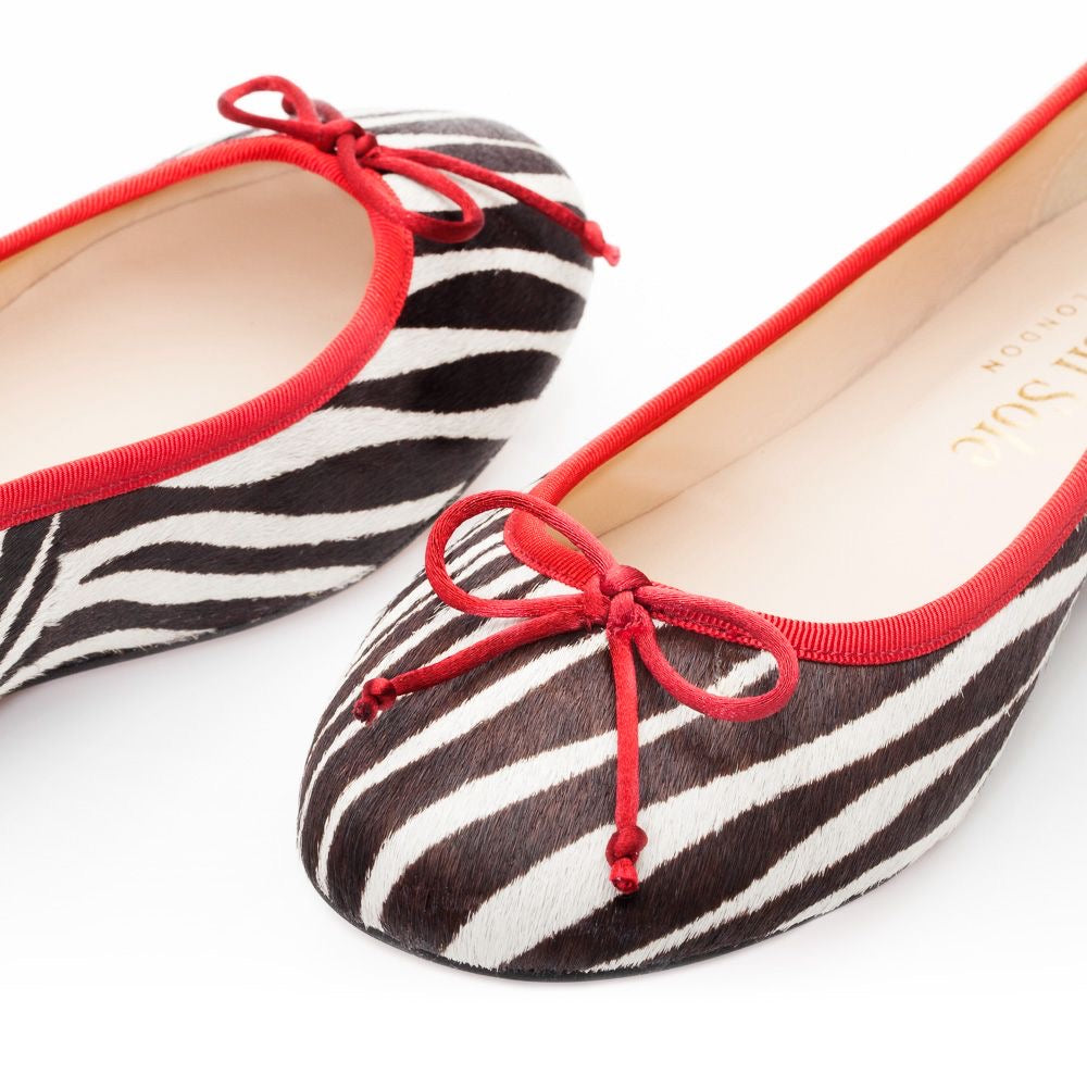 Lola Zebra Pony Hair Leather Red Trim (LOL06)