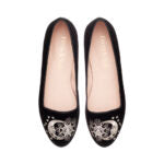 Opera Slipper Black Velvet Silver Sun & Moon Embroidery (OPR17)